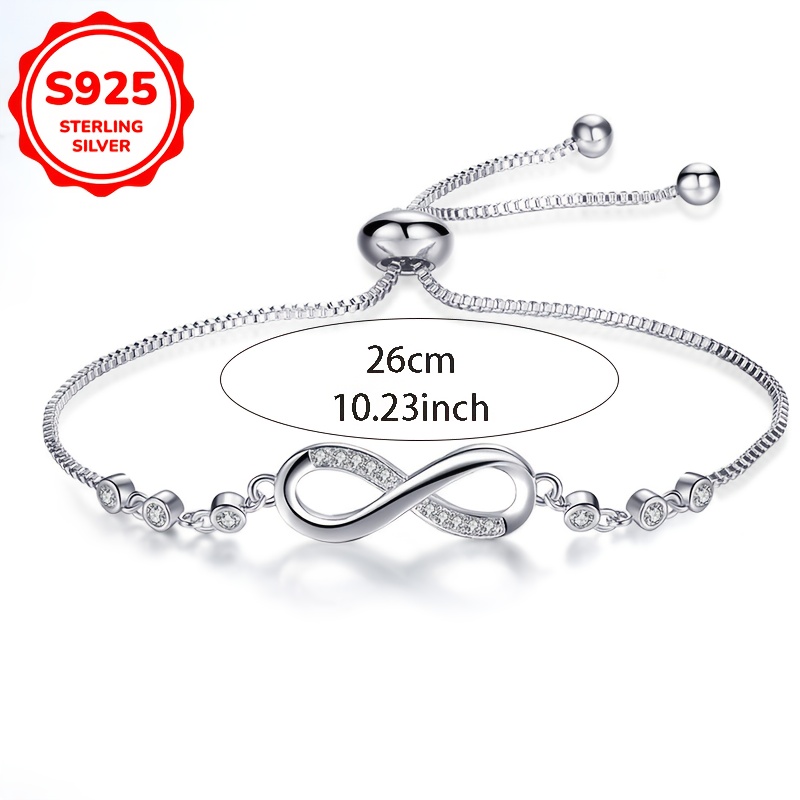 S925 Silver Infinity Loop Bracelet - Adjustable Sexy Design